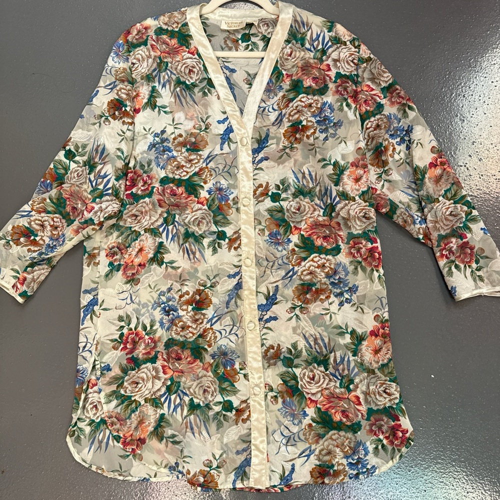 90s Vintage Victoria's Secret sheer floral nightgown